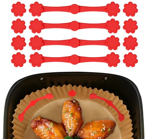 Exsink 12 PCS Aimant Silicone Air Fryer, Boucle Magnétique en pour Friteuse à Air, Universels Accessoires Aimant Air Fryer pour Sécurise Papier Sulfurisé Jetable, Accessoires de Cuisine