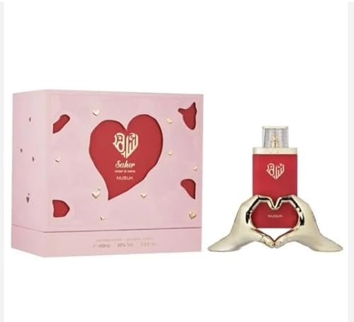 Nusuk Saher Eau de Parfum Mujer 100ML – Perfume Dulce Floral con Vainilla, Rosa y Jazmín – Fragancia Elegante y de Larga Duración – Ideal para Regalo