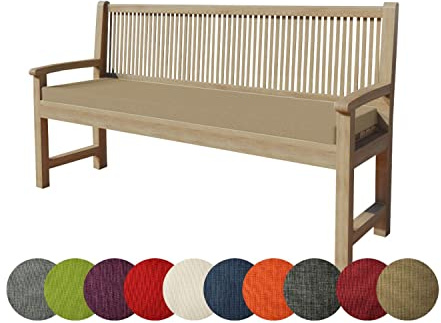 chilly pilley Bankkissen Bankauflage Polsterauflage Reißverschluss mit Schlaufen Kissen für Gartenbank Gartenbankauflage für Gartenmöbel Sitzkissen & Rückenkissen Outdoor (130 x 50 x 5 cm, Beige)