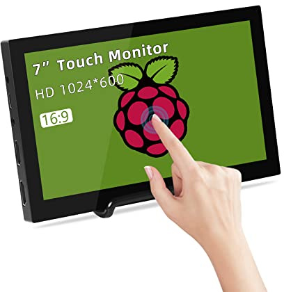 Kenowa Monitor touch screen da 7 pollici, HD 1024 x 600, portatile USB-C Monitor Raspberry pi Touch con porta HDMI per computer, laptop Raspberry pi 4B 3B + 2 modello B, con staffa in metallo