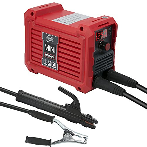 YUMILI Schweißgerät, 250 Digitaler Dc-Inverter Mini Intelligentes Schweißgerät Elektroschweißgerät Mit Lcd-Display Wig Tragbar Kompakt Elektroden Schweißgerät(Eu)
