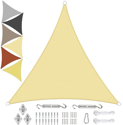 Sichtschutz Toldo impermeable triangular, 2 x 2 x 2 m, de poliéster PES, 95 % protección UV, resistente a la intemperie, resistente a las roturas, muchos tamaños y colores, con kit de fijación para