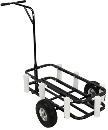 Angelwagen Stahl Transportwagen mit 2 Gummirädern Transportkarre Angeln Angelkarre 90kg Gewichtskapazität, Angel Trolley für Angeln, Reisen, Einkaufen, Umzüge, Camping - 131×69×95 cm