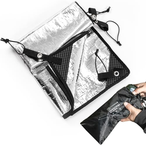 HIKEMAN Reflekterande campingmatta i aluminium – ultralätt aluminiumfolieisolering, dubbelsidig sovmatta i aluminium för utomhus camping vandring picknick (140 x 200 cm)