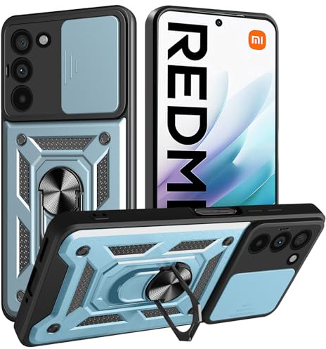 WeiCase Hülle für Xiaomi Redmi 15 4G/5G (EU), Kameraschutz mit Slide Camera, Rüstung Schutzhülle mit 360 Grad Ring, Metall Halter Magnet Ständer, Silikon Stoßfest Handyhülle für Redmi 15 4G,Dunkelgrün