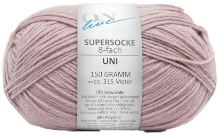 Sockenwolle 8-fädig rosa einfarbig, Online Supersocke 8-fach Uni, dickes Sockengarn zum Stricken und Häkeln (8007 mattrosa)