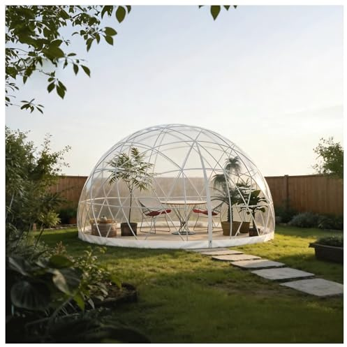 Coolpleasant Durchsichtiges Igluzelt Garten, 3.6m Transparente Zelt mit TPU-Abdeckung und PVC+ABS-Rahmen, Allwetter-Gartenraum für Outdoor-Partys, Hochzeiten, Restaurants, Hotelterrassen