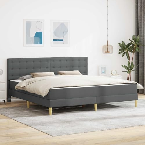Ziaphsol Sängram med madrass mörkgrå tyg, modern design, stabil plywoodbas, bekväm sänggavel, praktisk förvaringsutrymme, enkel installation, lämplig för sovrum och gästrum