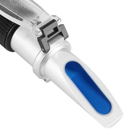 Professionelles Alkohol Refraktometer, 0-80% Messbereich, Aluminium, 30x40x205mm, mit Temperaturkompensation, Tragbares Handmessgerät inkl. Aufbewahrungskoffer und Zubehör