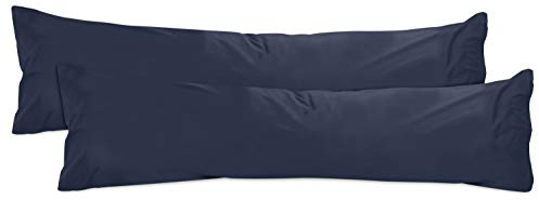 npluseins 2er-Pack Jersey Seitenschläfer Bezug, 40 x 145 cm, Navy | Öko-Tex Standard 100, Reißverschluss, formstabil, strapazierfähig, angenehm weich, waschbar bis 60 °C