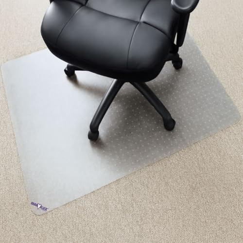 Marvelux Große PVC Bodenschutzmatte für Niederflorteppiche & Teppichfliesen 116 x 150cm Transparente Schreibtischstuhlmatte, Rechteckige Bürostuhlunterlage aus Vinyl Teppichschutz für unter Bürostühle