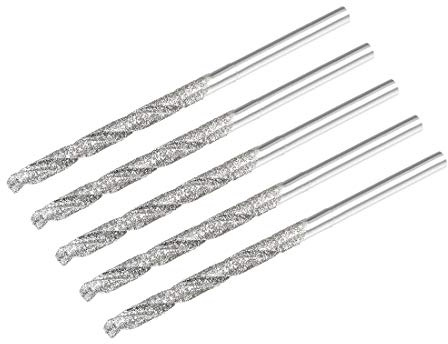 sourcing map Foret Hélicoïdal Mèche Diamant 2.5mm en Acier Rapide HSS pour Verre Coquillages Pierre Carrelage 5Pcs