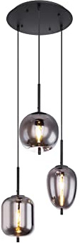 GLOBO Hängeleuchte Esszimmerlampe Pendellampe Pendelleuchte Hängelampe Rauchglas LIGHTING BLACKY