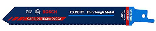 Bosch Professional 1x Expert ‘Thin Tough Metal’ S 922 EHM Reciprocating Saw Blade (for Stainless steel sheets, Length 150 mm, Accessories Reciprocating Saw)