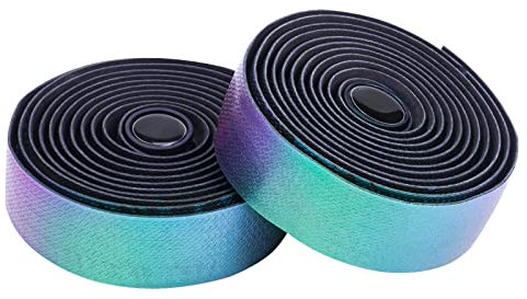 Bumlon Rennrad Lenkerbänder, Fahrrad Lenkerbänder,EVA,Komfortabel,Metallischer Verlauf,Rutschfest,für Mountainbike mit Lenkerendstopfen,Blau bis Lila(2er Set)