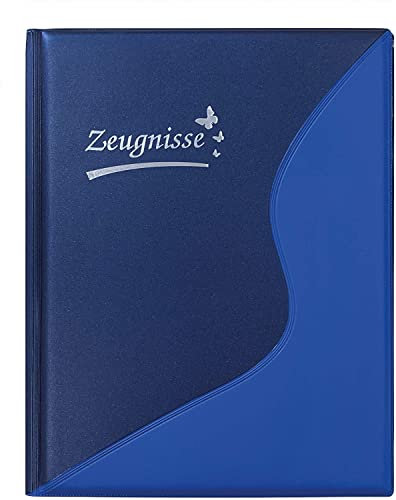 Idena 20103 - Zeugnismappe DIN A4, 12 Hüllen, blau, 4 Stück