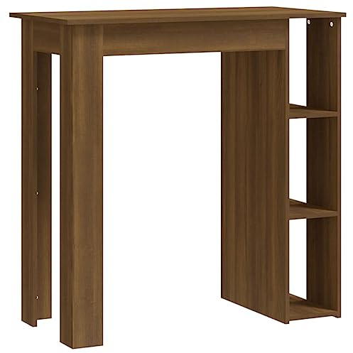 vidaXL Bar Table with Shelf Home Living Room Dining Room Furniture Modern Bistro Pub Breakfast Bar High Storage Table Desk Brown Oak Chipboard