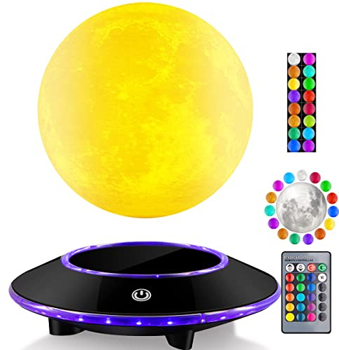 VGAzer Schwebende Mondlampe, 16 Farben 20 Modelle 6 Zoll Schwebende Mondlampe Licht Spinnende LED mit Fernsteuerung, Einstellbare Helligkeit für Freunde Geschenke, Büro Raumdekoration