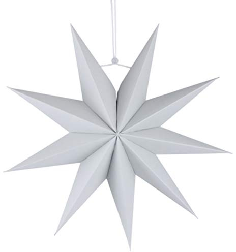 Easnea Farol de estrella de papel hecho a mano con 9 estrellas, plegable, pantalla de papel para colgar en el techo, farol de origami para boda, cumpleaños, fiesta de Navidad, 30 cm, gris, 1 unidad