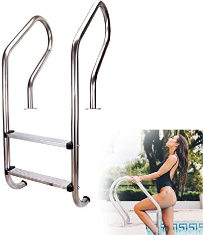 Lsoiup Échelles de Piscine pour piscines creusées avec 2 marchepieds antidérapants, Marche de Piscine Robuste pour piscines creusées, capacité de Poids de 200 kg