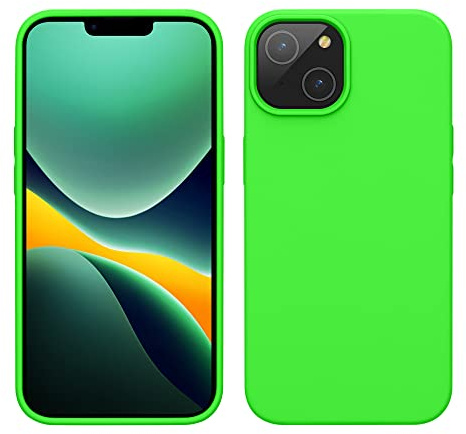kwmobile Handyhülle für iPhone 14 Hülle, für iPhone 14 Case - Hülle Silikon - kabelloses Laden - Limettengrün