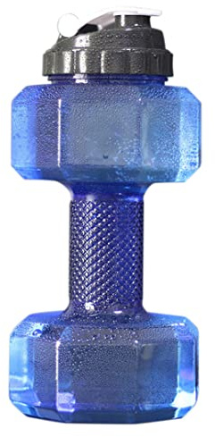 NOPEILVI Weight Water Bottle Dumbbell Shaped Water Container With Leak Proof Lid 2.2L Blue Weight Water Bottle, Dumbbell Water Bottle, Sports Water Bottle, Big Capacity Water Bottle, Half Gallon