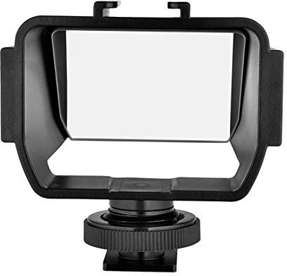 Andoer Universal Camera Selfie Vlog Flip Up Mirror Screen avec 3 montures de chaussures froides pour l'installation de microphone Mini LED Light Compatible avec Sony A6000 / A6300 / A6500 / A72 Series