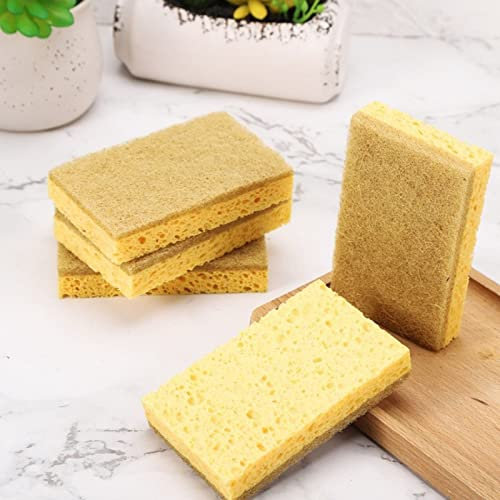 10 Stück Schwamm Küche aus Zellulose Scheuerschwämme Öko Küchenschwamm Topfreiniger Kratzfrei Geschirrschwamm Zweiseitig Reinigungsschwamm Mehrzweck Putzschwamm Topfschwamm, Saugstark, Rechteckig