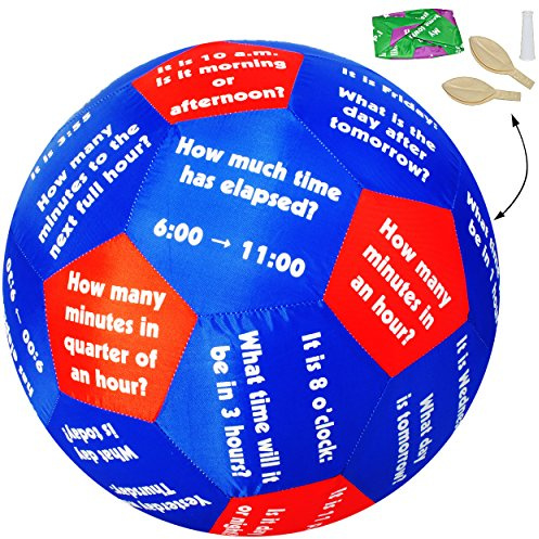 alles-meine.de GmbH XL - Lernspielball - Uhrzeit & Zeit/Uhr - Tage & Wochentage - Englisch ! - Ø 40 cm - Lernspiel Ball - Lernen & Üben & Kennenlernen - Lernball - Kinder /..