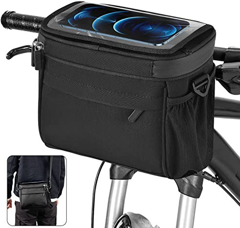 Fahrrad Lenkertasche, Wasserdicht Fahrradtasche 5L Lenker Mit Touchscreen Für Smartphone，Fahrradtasche Lenker Vorne Mit Lenkeradapter & Schultergurt, Fahrradtasche Vorne Für E-Bike, Bicycle