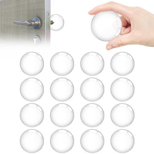 Fermaporta da parete, trasparente, confezione da 16, tamponi in gomma, autoadesivi, 40 x 8 mm, elastici, trasparenti, autoadesivi per pannelli di vetro, legno