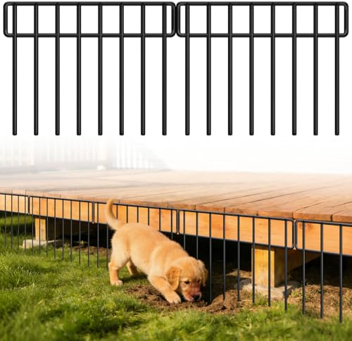 HIHADUUM 30Ft(L) X 13Inch(H) Animal Barrier Fence - 21 Pack Garden Fence Animal Barrier Garden Border, Rustproof Metal Fencing Panels, No Dig Fence Panels Defense for Dogs, Rabbits, Outdoor Patio