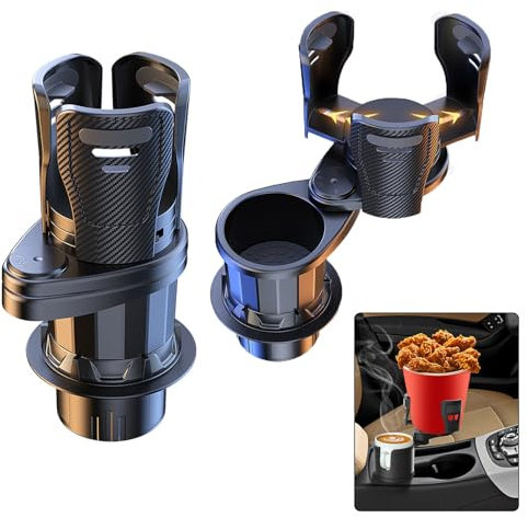 JIZZU 2 en 1 Porte Gobelet Voiture, Double Support Réglable pour Voiture, Porte Boisson Pivotant à 360° pour Camping-Car, Yacht, Camion (Noir)