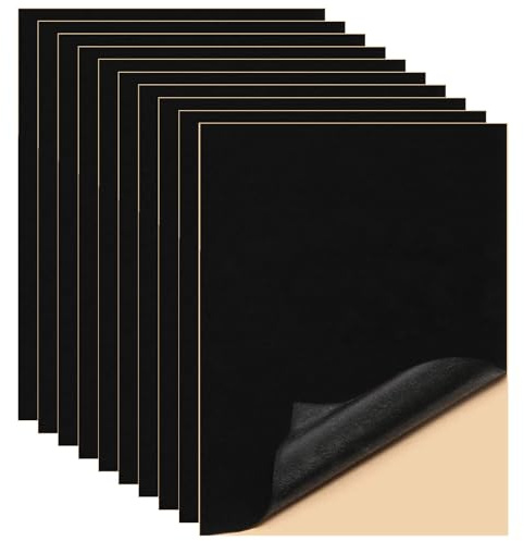 Black Adhesive Felt Fabric, 10PCS Sticky Back Velvet Fabric Sheets Self Adhesive Felt Sheets A4 for Jewelry Box Drawer Liner Craft Making