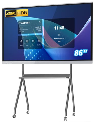 TouchWo 86 All-in-One Touchscreen Monitor PC Interactive Board, lavagna elettronica 4K con doppio sistema, display per segnaletica digitale per ufficio, aula, Core i5 RAM 4GB+SSD 256GB