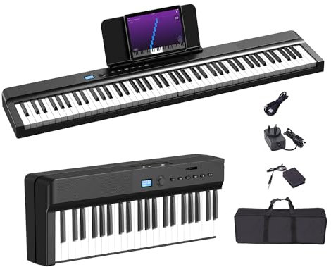 OYAYO Upgraded Folding Piano Keyboard 88 Key Full Size Semi-Weighted Keyboard Support MIDI, Bluetooth Portable Foldable Keyboard Piano with Sustain Pedal and Piano Bag, Sheet Music Stand the Best Gift