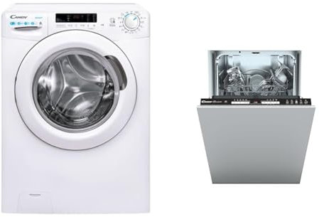 Candy CSWS 4962DWE/1-S Lavasciuga 9+6 Kg, 1400 giri, Vapore, Partenza Ritardata & Brava CDIH 1L949 Lavastoviglie Slim da Incasso, 9 Coperti, 5 Programmi, Partenza Ritardata