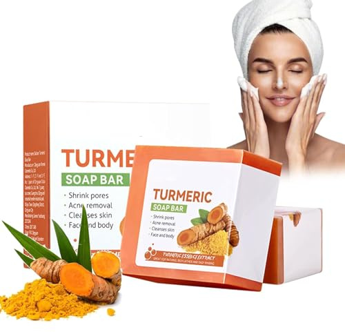 Savon Au Curcuma,Savon Curcuma Visage,pour Visage et Corps,Nettoyage en Profondeur,100g