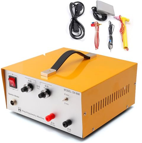 Lakenbroade Saldatrice per Gioielli, saldatrice a Punti Portatile da 600 W per plastica Portatile per Platino, Oro, Argento e Acciaio con Pedale, elettrica 1A-80A,110V