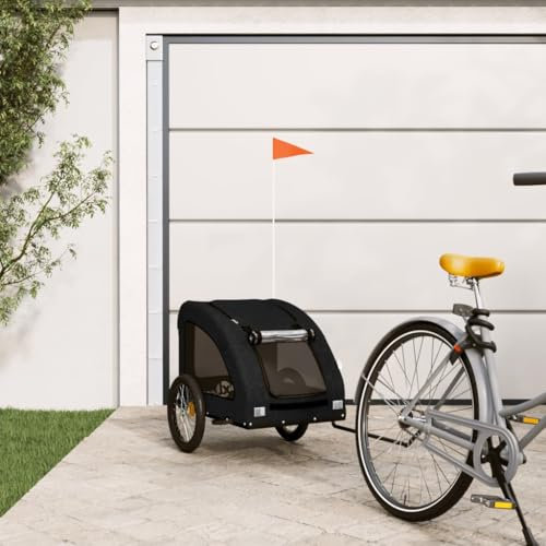 Xichuzi Fahrradanhänger Hunde Schwarz Oxford-Gewebe und Eisen, Fahrrad Anhänger, Lastenanhänger, Handwagen, Fahrrad-lastenanhänger, Lastenfahrrad - 93968
