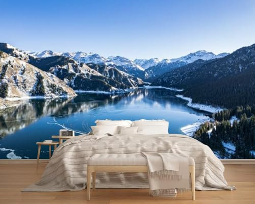 LUPAXA Tapetenwandbild Mit Winterbergflüssen 366x254cm Moderne Naturtapete 3D Seidentapete Schlafzimmer Esszimmer Büro Wohnzimmer Wäsche Nicht Selbstklebend