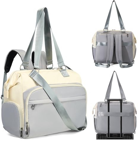 Fexkean Borsa fasciatoio con per fasciatoio,Borsa a tracolla multifunzione impermeabile pannolini da viaggio per mamma e papà,Tracolla Regolabile Zaino Cambio(3039-Gray&Beige)