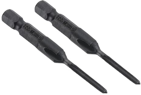 sourcing map 2pcs Straight Flute Thread Tap, M3 x 0.5 Metric Thread 1/4 Hex Shank Screw Threading Tapping Tool Thread Milling Machine Taps, High-Speed Steel 6542 (HSS 6542)