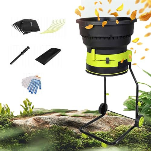 Trituratore elettrico per foglie, trituratore per compost da giardino da 2500 W con ruote e borsa portaoggetti, trituratore elettrico da 8000 giri/min, facile pulizia delle foglie, per la pulizia de