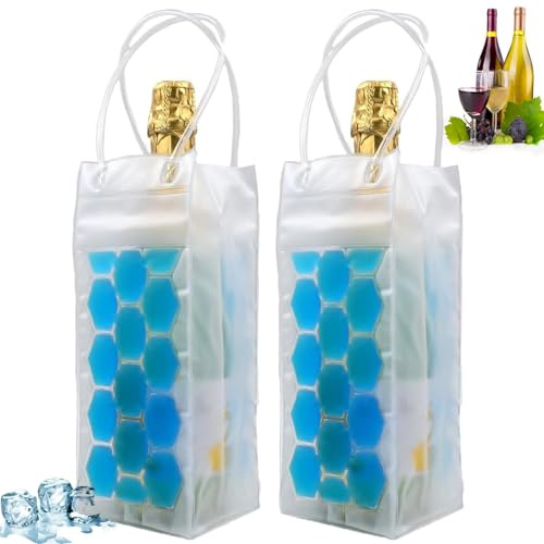 2 Pezzi Borsa Termica Per Vino, Borsa Refrigerante Per Vino, Raffredda Bottiglie Vino, Sacchetto Ghiaccio Bottiglia, Usato Per Raffreddare Le Bevande, Realizzato In Materiale Pvc, Blu