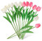 Vaguelly 10Pièces Bouquets De Tulipes Blanches Et Roses Fleurs Décoratives pour Jardin Décoration De Table Fenêtre Fausses Tulipes Réalistes