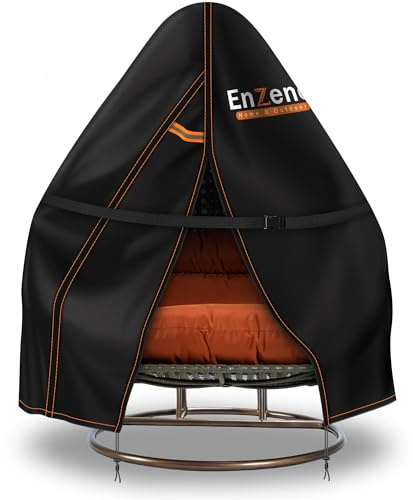 Enzeno Hängesessel Abdeckung Schutzhülle für Hängesessel Wasserdicht mit Reißverschluss 300D Oxford-Gewebe Winterfest Abdeckung für Hängestühle und Schwebesessel 230 x 200 cm (Schwarz) | Wasserdicht mit Reißverschluss Winterfest Abdeckung für Hängestühle und Schwebesessel Schwarz