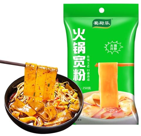 WSYLS-Autentici noodles cinesi larghi 250 g*1, noodles larghi salutari non fritti | comodità immediata | Sapore asiatico