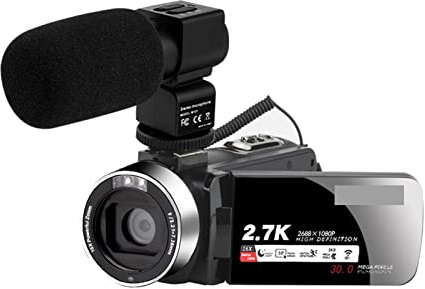 AUBEST Cámara de Video, Camcorder de cámara de Video 2.7K 3 0mp Cámara de Vlogging Digital 3.0 Pulgadas de la grabadora de Pantalla de Flip de 3.0 Pulgadas con micrófono(16G SD Card,Rot)