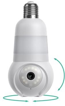 Luna Light Bulb Security Cameras Wireless Outdoor Indoor, 360° Pan Tilt, Color Night Vision, LED Bulb & Spotlight, 2.4GHz Wi-Fi 6, Porch Light Cameras for Home Security (2026 Upgrade Version)